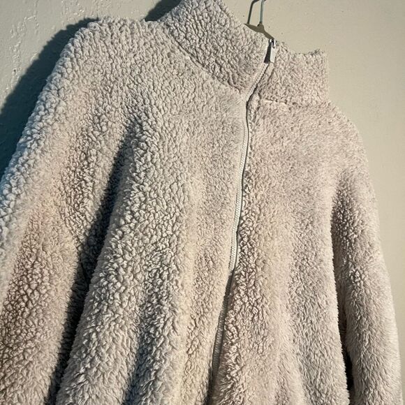 PINK Victoria’s Secret Cream Sherpa Full Zip Jacket SZ L - Picture 4 of 12